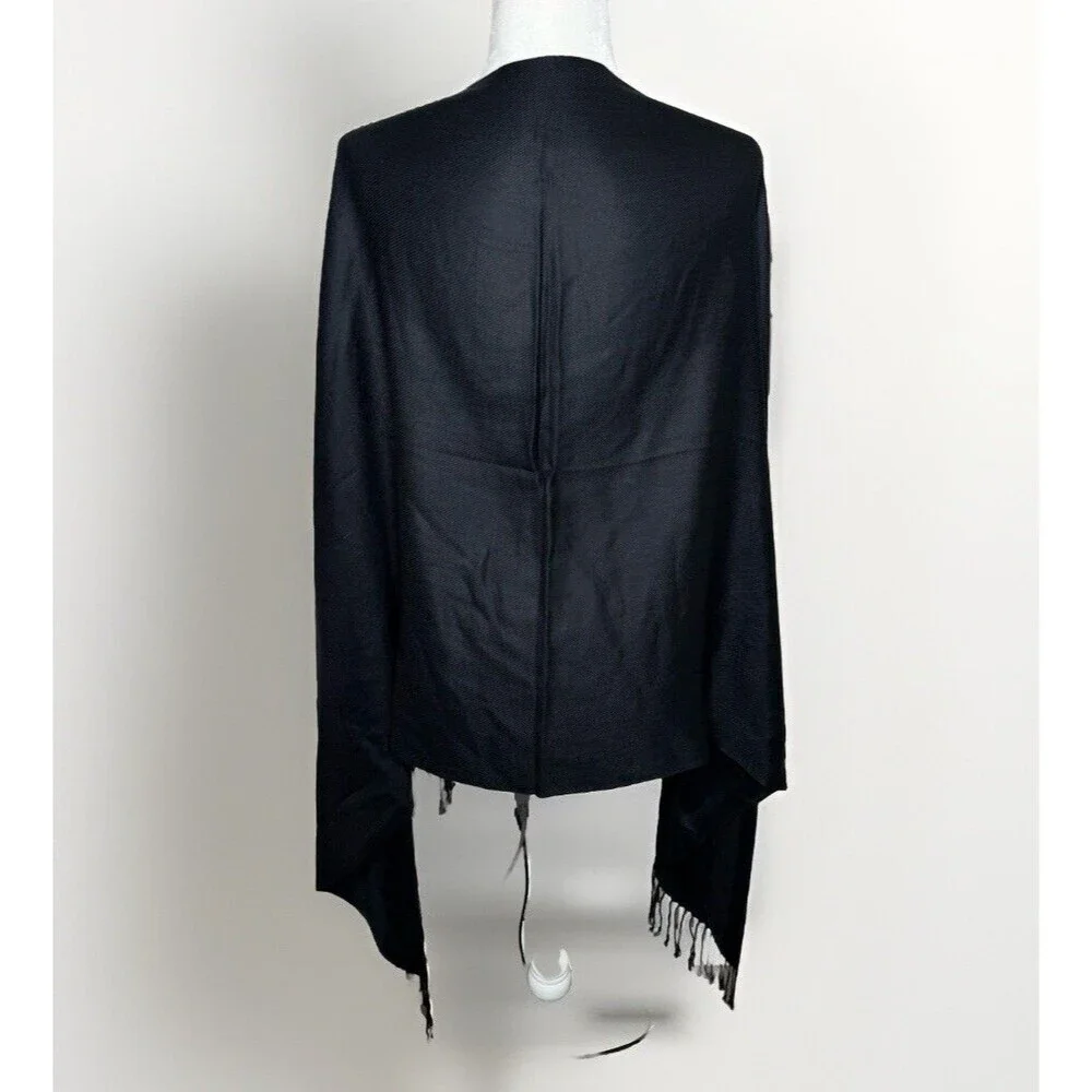Pashmina Scarf Wrap Shawl Paisley Black Silk Cashmere 66